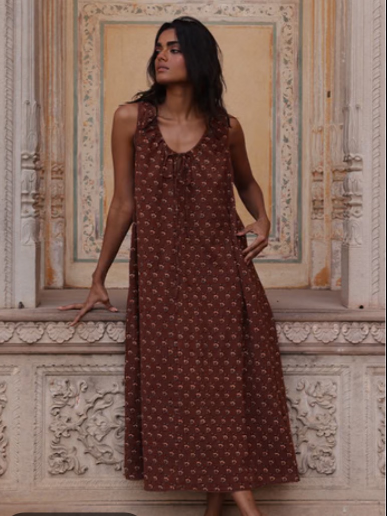 Nwt Daughters Of India Sundress Midi In Almond Sz Xs